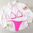 thumbnail image 5 of Women's Triangle Bikini Set Halter String Two Piece Swimsuit Brazillian Bathing Suit Cheeky Cute Swimwear (Pink,S), 5 of 6