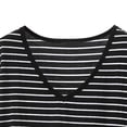 thumbnail image 4 of Xdegoge T-Shirt for Women V Neck Cap Sleeve Casual Loose Fit Striped Print Classic Nautical Style Breathable Cotton Blend Soft Everyday Wear Summer Knit Tops, 4 of 5