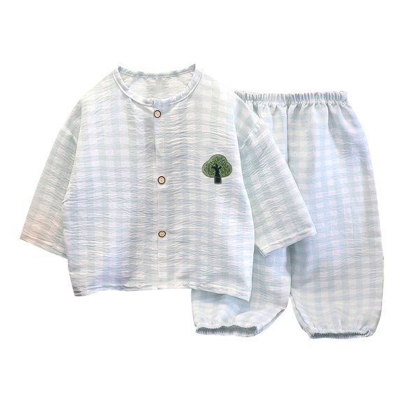 Hrsba Kids Summer 2 Piece Outfits Sets,Children's Summer Small Print Comfortable Round-Neck Two-piece Set,Toddler Summer Short Sleeve Round-Neck Blouses & Shirts Sets