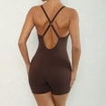 thumbnail image 6 of Women Backless Bodysuit Short Jumpsuit Summer Casual Bodycon Shapewear Playsuit Strappy Sexy V Neck Cami Top Stretch Workout All in One Shorts Jumpsuits Yoga Rompers, 6 of 7