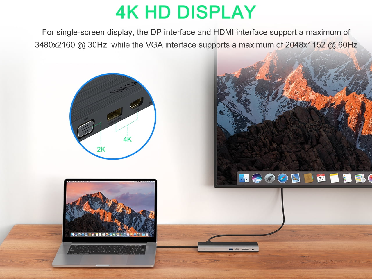 Wavlink USB C Triple Display 4K 12 in 1 MST USB C Docking Station, Type C Systems (DP & HDMI &VGA, USB 3.0&2.0 Ports, SD TF Card Reader, Gigabit Ethernet, Audio For for MacBook Pro & Windows