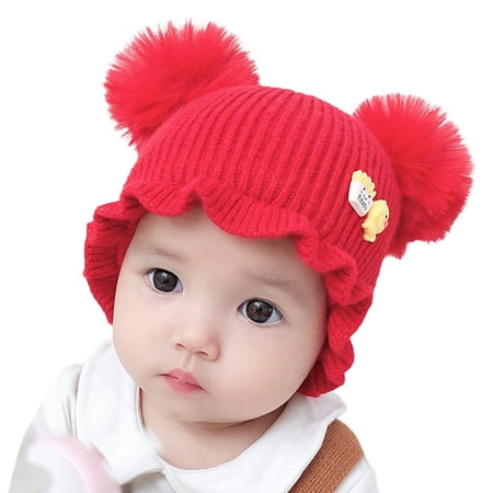 

Uposao Children Baby Infant Kids Toddler Hat Winter Warmth Knitted Hats Red 44CM