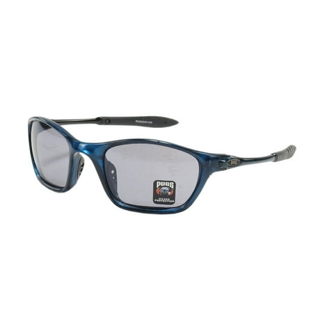 Pugs Eyewear Mens UV400 Protection High-Quality Pugs Gear Sunglasses, Blue Translucent Frame/Grey Tinted Lenses