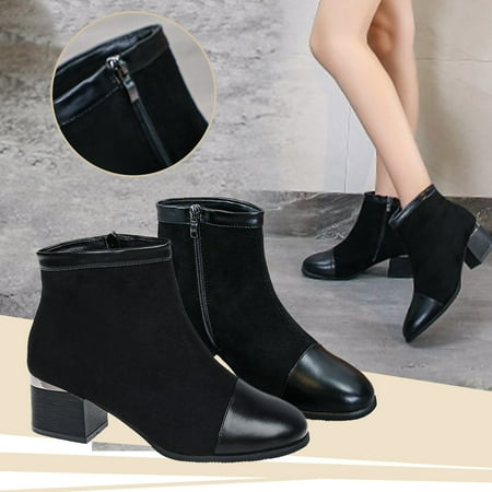 

Alueeu Women s Ankle Boots Women s Shoes Round Toe Side Zipper Thick Heel High Heel Ankle Boots