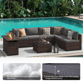 thumbnail image 5 of YardCache 8-Piece Outdoor Patio Furniture Set with 44" Fire Pit Table, All-Weather Wicker Rattan Sectional Sofa with Coffee Table & Cover (Grey), 5 of 8