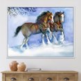 thumbnail image 2 of Designart 'Horses Running In Winter On Blue' Farmhouse Framed Canvas Wall Art Print, 2 of 5