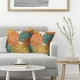 thumbnail image 3 of Orange Yellow Teal Pillow Covers 20x20 Inch Set of 2 Dahlia Floral Decor Throw Pillows Summer Modern Geometry Flower Outdoor Decorative Cushion Cases for Sofa Couch Bed Decorations, 3 of 6