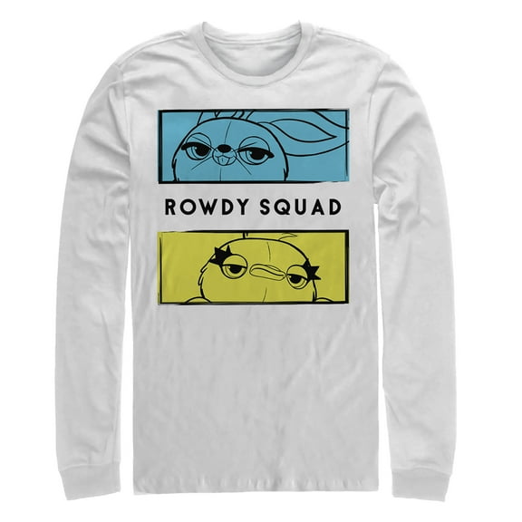 Men's Toy Story Ducky & Bunny Rowdy Panels Long Sleeve Shirt White Medium