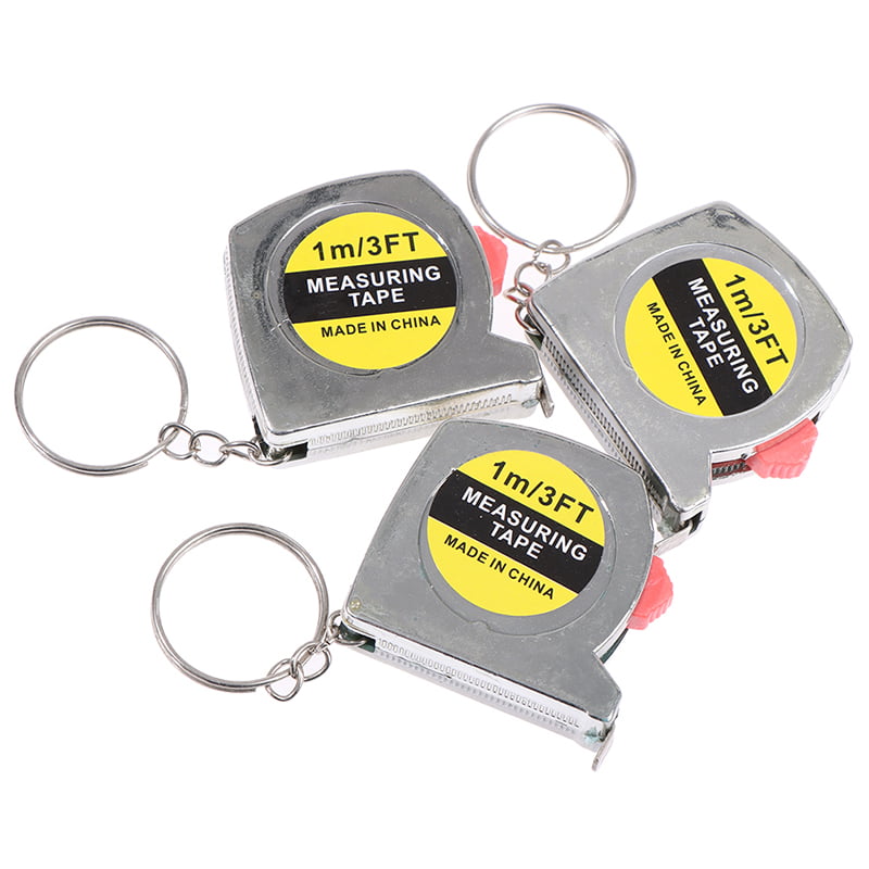 Mini Retractable Stainless Steel Pocket Measuring Ruler Tape Measure 1m Keychain 