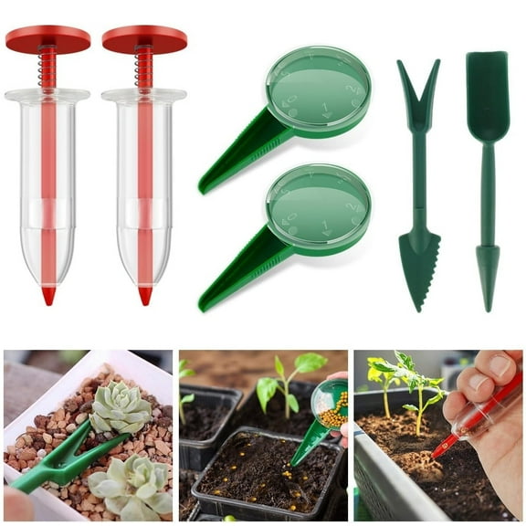 Manss Mini Seed Spreader, Set of 6 Hand Held Garden Plant Seeds Planter, Adjustable Hand Sowing Seeder, Plastic Seed Spreader for Flowers, Vegetables