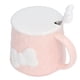thumbnail image 4 of Taza de agua leche de té de cerámica con bonito lazo de 400ml, taza de café con tapa, cuchara de acero inoxidable para regalos de vacaciones en el hogar, 4 of 8