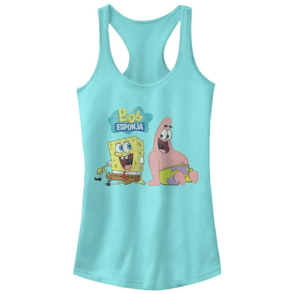 Junior's SpongeBob SquarePants Best Friends Racerback Tank Top Cancun Large
