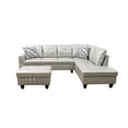 thumbnail image 3 of Hommoo Faux Leather 4-Seat Couch, 16'' Back Height L Shaped Sectional Couches and Sofas, Modern Living Room Furniture Sets Sectional Sofa Set, Silver Green(No Ottoman), 3 of 8