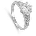thumbnail image 4 of Clear CZ Round Solitaire Vintage Ring .925 Sterling Silver Band White Jewelry Female Size 9, 4 of 4