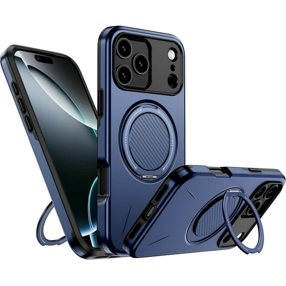 MYKOMI for iPhone 17 Pro Max Case Magnetic, Military Grade Shockproof Phone Case Cover with 360° Rotatable Metal Ring Stand Kickstand [Compatible with MagSafe] for iPhone 17 Pro Max
