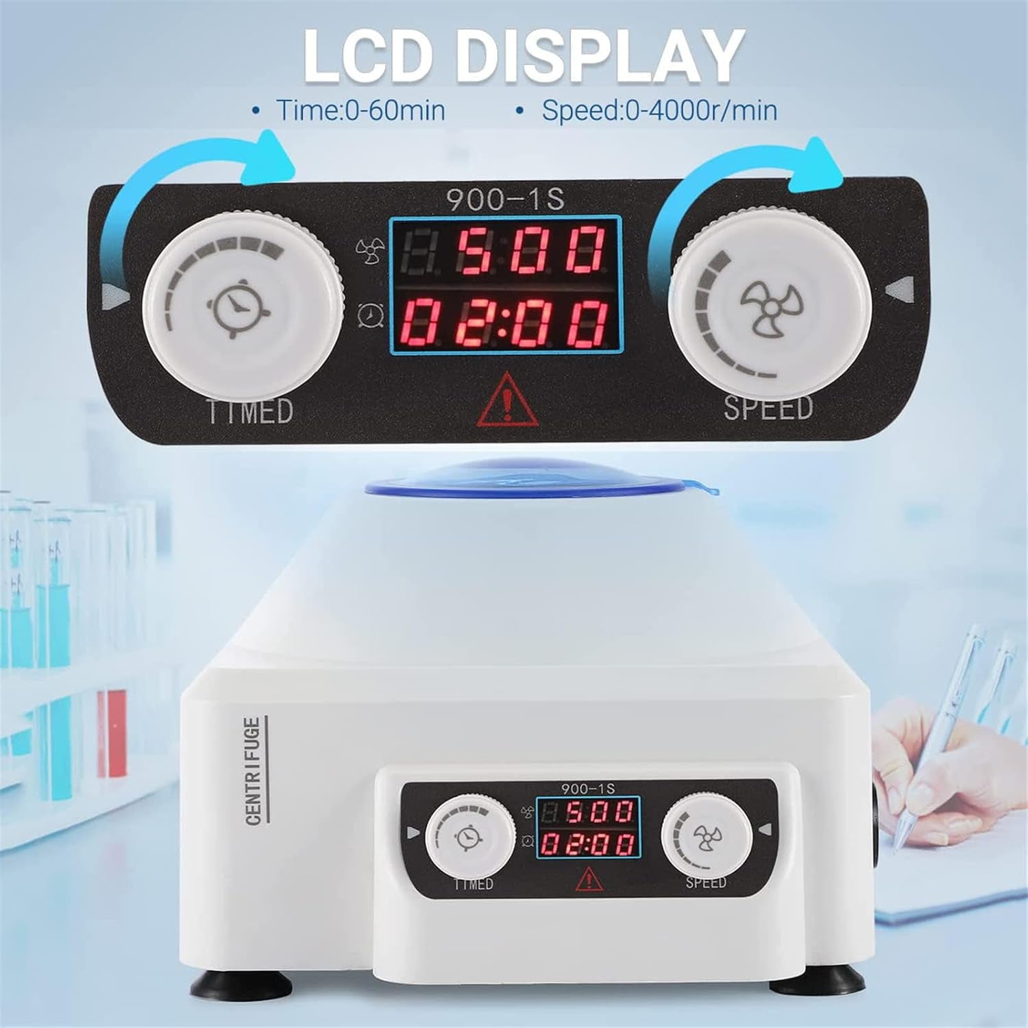 Lab Centrifuge Machine with 0-60min Time & 0-4000RPM Speed Adjustable, Electric Blood Centrifuge for Lab School Science Plasma Research