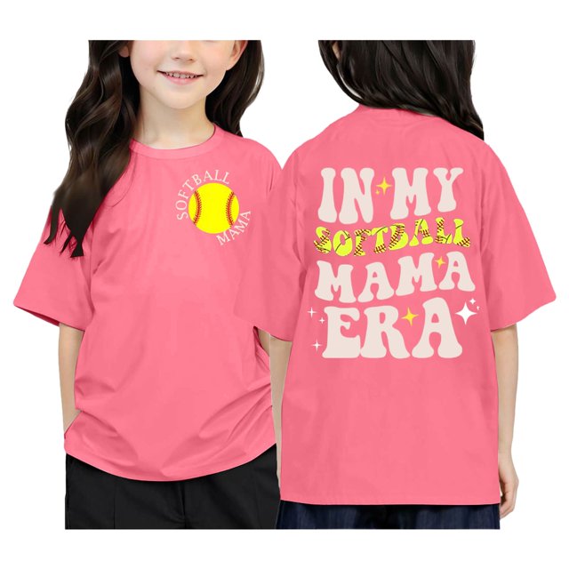 T-Shirts Confortables pour Filles Tout-Petits Manches Courtes Imprimé Lettre Surdimensionné Col Rond Basique Taille 6-7T