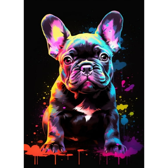 Watercolor French Bulldog DIY 5D Diamond Art Paint with Full Drill Round Diamond Gems Painting by Number Kits for Adults Art Craft Home Wall Decor 11.8x15.8inch