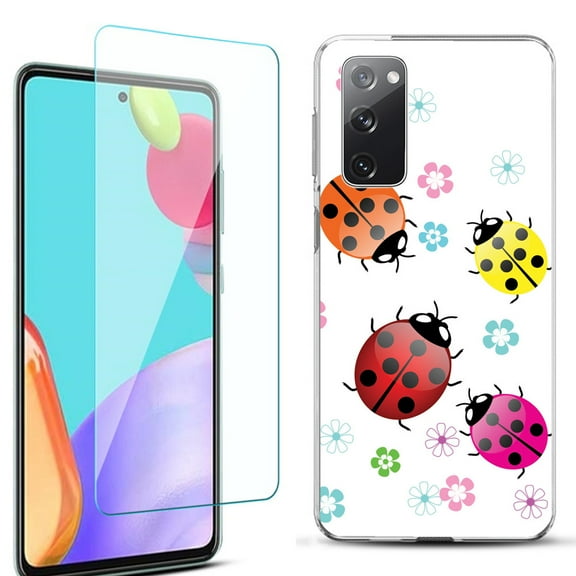 Slim-Fit Protective Phone Case for Samsung Galaxy S20 FE 5G Fan Edition, with Tempered Glass Screen Protector, by OneToughShield ® - Ladybug