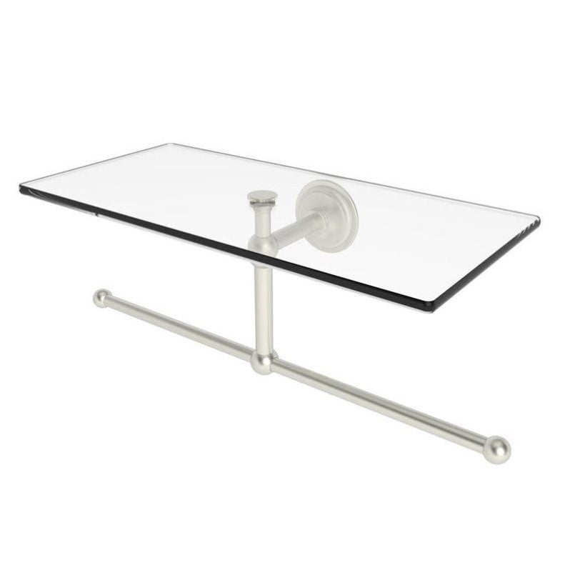London Terrace 12 in. W Glass Shelf with Towel Bar in Satin Nickel