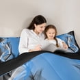 thumbnail image 5 of Feelyou Blue Black Striped Queen Comforter Set, Boho Abstract Stripes Bedding Sets, Contemporary Modern Abstract Reversible Bedding Comforter Set, Lightweight Room Decor, 3pcs, 5 of 8
