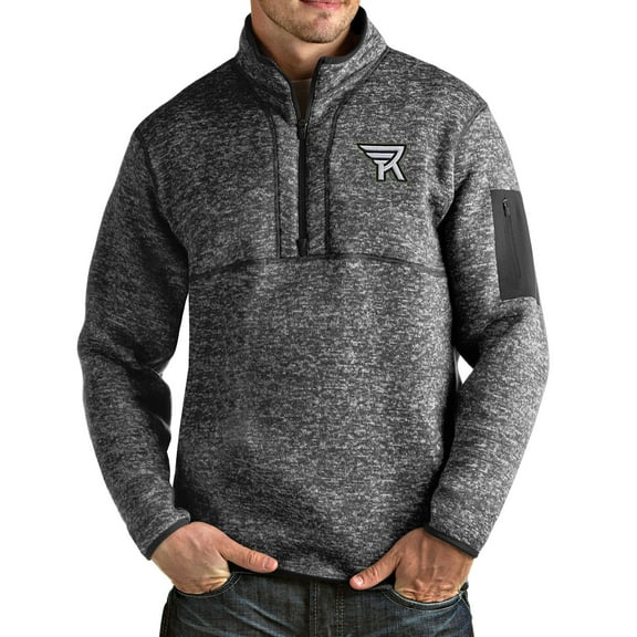 Men's Antigua Heathered Charcoal Rochester Knighthawks Fortune Half-Zip Pullover Jacket