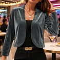 thumbnail image 4 of Gamivast Velvet Bolero Shrugs for Women Open Front Long Sleeve Cropped Cardigan Elegant Dress Cover Up Lightweight Vintage Tops for Evening Party Wedding Guest, 4 of 6