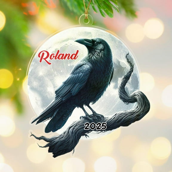 American Crow Shaped Christmas Ornament 2025, Personalized American Crow Ornament Gift for Birthday Thanksgiving, Custom Name Xmas Keepsake Ornaments for Bird Lover Men Women Dad Mom Coworker Friends