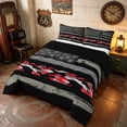 thumbnail image 2 of Manfei GrungeCamo American Flag Queen Comforter Set,Military Patriotic Independence Day Comforter Sets Queen, Black Gray Red, Black Reversible 3pcs, 1 Comforter and 2 Pillowcases, 2 of 6