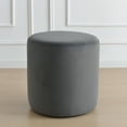 Modern Round Velvet Upholstered Ottoman with Soft Padded Seat, Multi