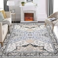 thumbnail image 3 of FairOnly Grey Blue 5'x7'Low Pile Vintage Floral Printed Area Rug for Living Room Non Slip Stain Resistant Distressed Soft Home Decor Carpet for Bedroom Kitchen, 3 of 7