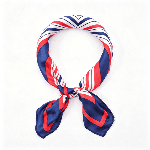 XIBUFE Sailor Scarf Flight Attendant Red White Blue Scarfs, Silk Feeling Satin Square Fashion Neck for Handbag Yacht