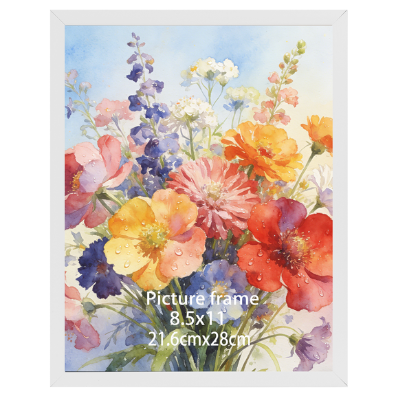 8.5x11 Picture Frame for Wall Mounted Tabletop Display Vertically and Horizontally, White