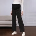 thumbnail image 2 of Maternity Jeans for Women Stretch Denim Pants Comfortable Belly Support Wide Leg Trousers Casual Outfit Black L, 2 of 6