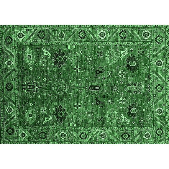 Ahgly Company Indoor Rectangle Oriental Emerald Green Traditional Area Rugs, 7' x 9'