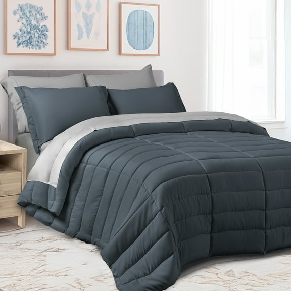 Set Edredón Acolchado Dreamlab con Fundas de Almohadas Juego de Sábanas Tamaño Individual Grafito Gris claro