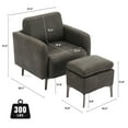 thumbnail image 3 of JURANYAZHU Faux Leather Accent Chair with Ottoman Set, Modern Upholstered Armchair for Living Room Bedroom Office, Gray, 3 of 10