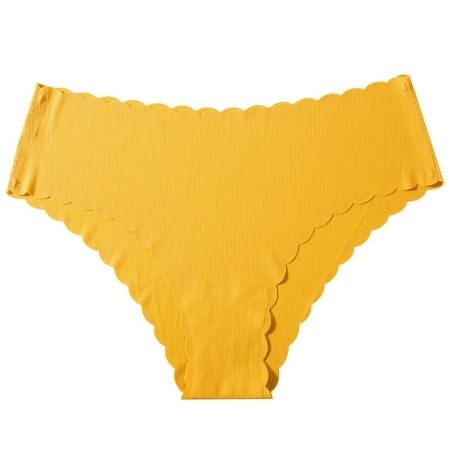 snowsong Womens Underwear Cotton Underwear 1 Pieces Women Sexy Print Lingerie Temptation Low-waist Panties Underwear Briefs Seamless Underwear Panties for Women Crotchless Panties Yellow L