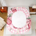 thumbnail image 5 of Manfei Girly Pink Strawberry Full Size Sheets for Child, Kawaii Ribbon Fruit Bed Sheets, Dreamy Square Buffalo Sheet Sets, Microfiber Bedroom Decor, 4pcs, 5 of 7