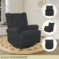 thumbnail image 3 of Evolur Melbourne Wing Back Swivel Glider I Nursery Glider I Durable Soft Fabric I Bonus Pillow In Steel Blue, 3 of 20