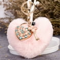 thumbnail image 3 of Llavero Con Forma De Corazón Esponjoso, Bola De Piel, Llavero, Bolso Rosa, Accesorio Decorativo Colgante, 3 of 7