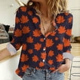 thumbnail image 2 of asddcavvf Blouse for Women Ladies Spring Autumn Print Casual Comfort Flowy Style Button Down Lapel L, 2 of 5