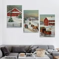 thumbnail image 4 of JEUXUS  Christmas Tree Farm Wall Art, Country Winter Scene with Red Barn, Charming Decorations, Premium Gallery Wrapped Canvas Decor, Ready to Hang, 12''x16''X3 Panels, 4 of 4