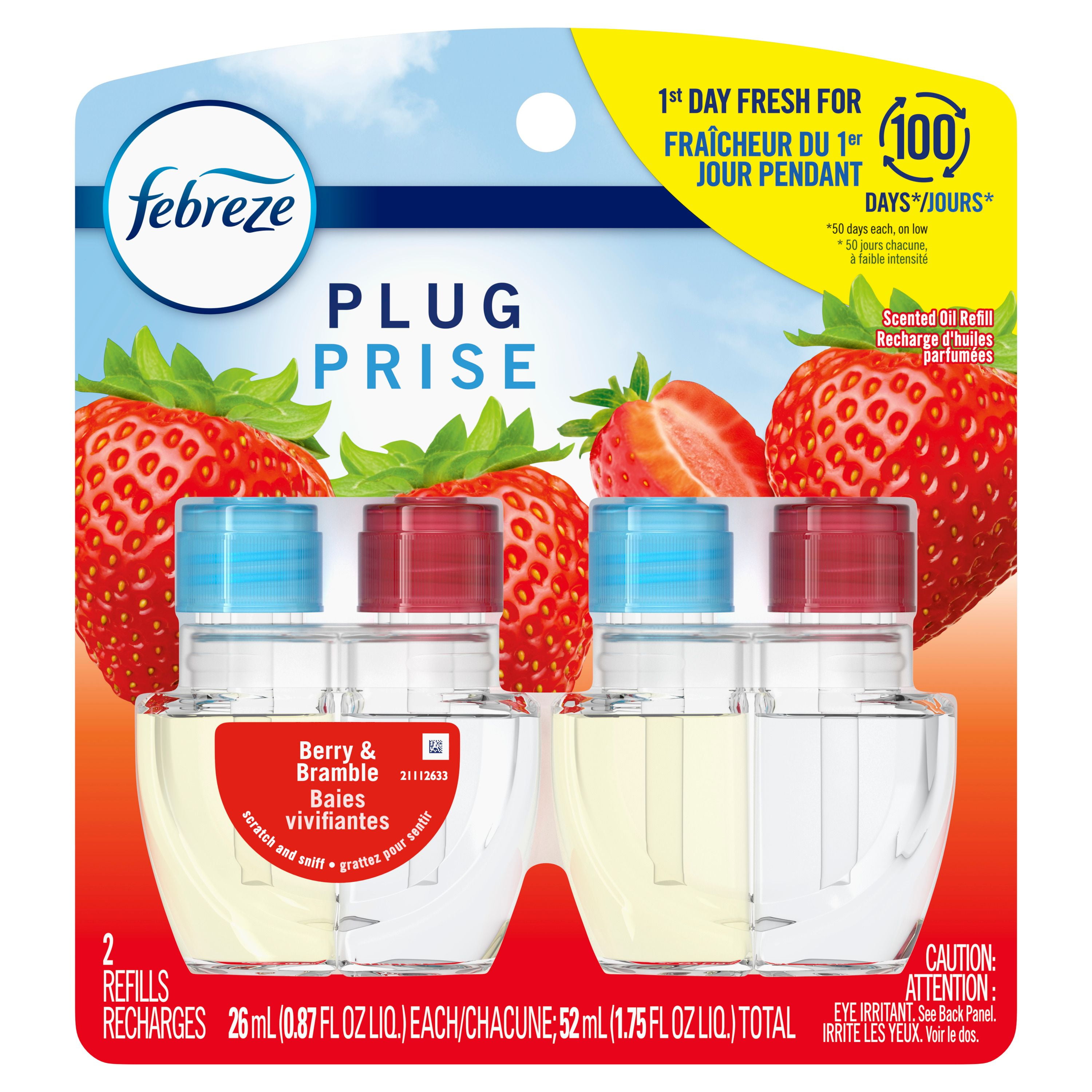 Febreze Plug In Air Freshener, Odor-Fighting Scented Oil Refill, Berry & Bramble, 2 Refills