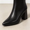thumbnail image 4 of HAPIMO Women Ankle Boots Pointed Toe Chunky Block Heel V‑shaped Top Opening Zipper Faux Leather For Dating Dinner And Daily City Outings Black 42, 4 of 7