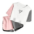 thumbnail image 4 of Girls Outfits Set for Girls Summer Short Sleeve Top And Shorts Set Round Neck Pocket Casual Outfit For Teens And Juniors Lightweight And Comfortable Cute casual clothes Set Grey 140(9-10 Years), 4 of 5