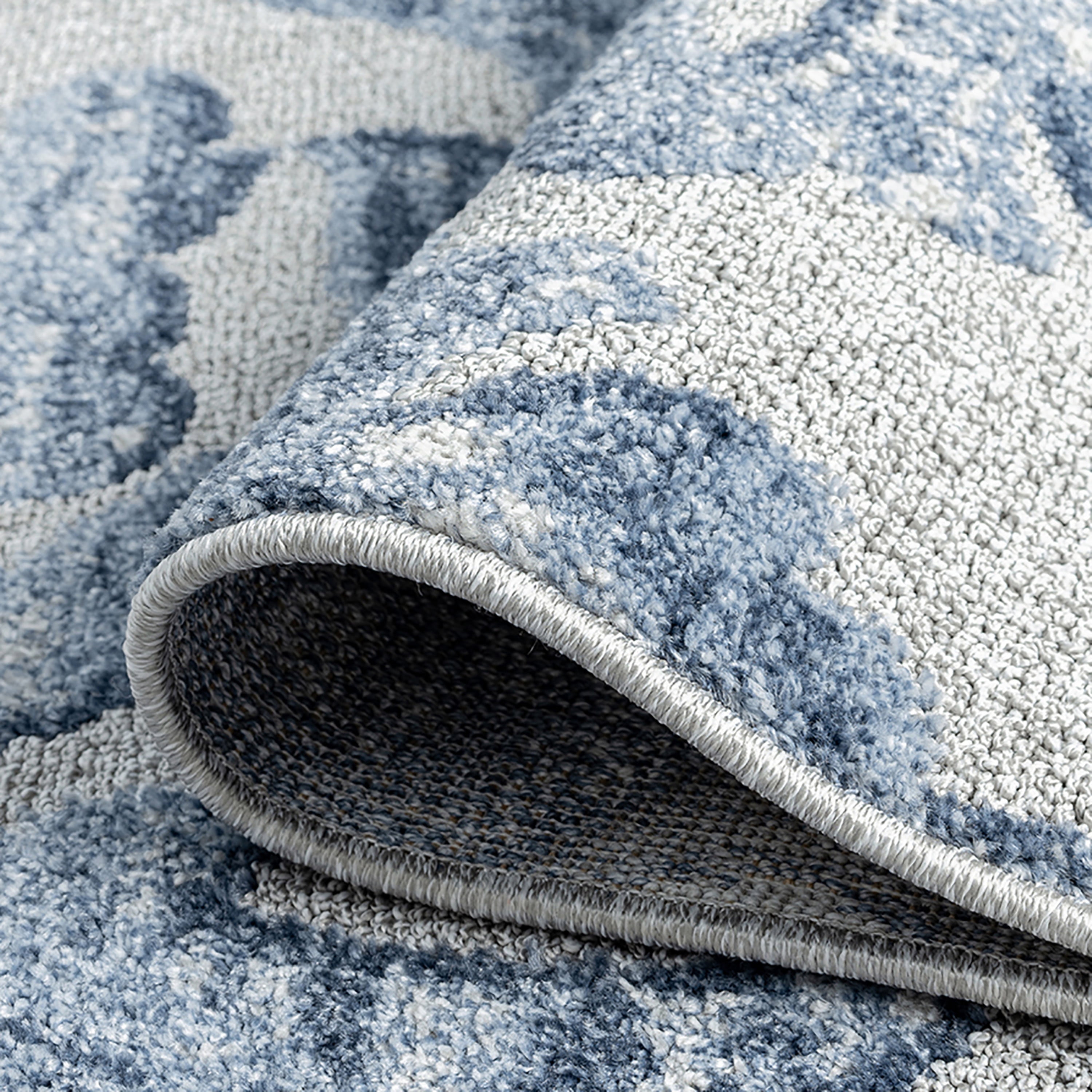 Bliss Rugs Transitional Area Rug, Floral Indoor Rugs for Living Room, Dining Room, Bedroom | Blue, 5' x 8' (5'3''x7'3'')