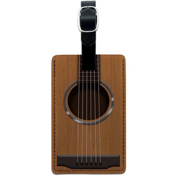 Graphics and More Acoustic Guitar Strings Leather Luggage ID Tag