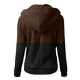 thumbnail image 3 of LEBONYARD Winter Coats for Women,Women Hooded Sweater Coat Winter Warm Wool Zipper Coat Cotton Coat Outwear Brown S, 3 of 3