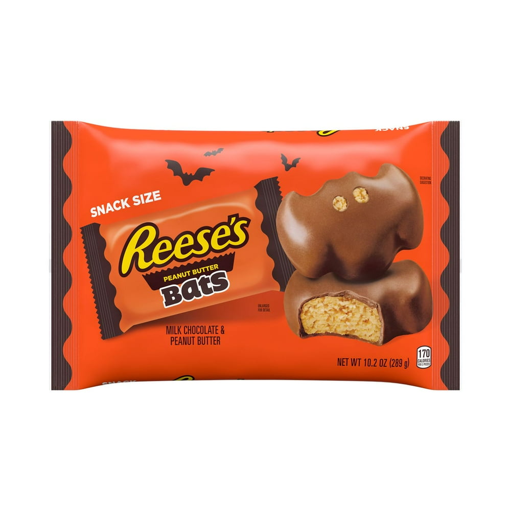 REESE'S, Bats Milk Chocolate Peanut Butter Candy, Halloween Candy, 10.2